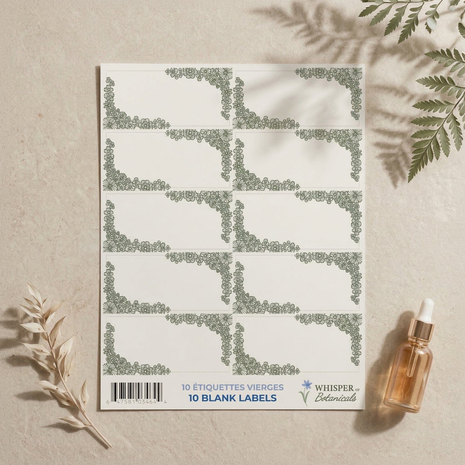 Whisper of Botanicals - 10 Blank Labels